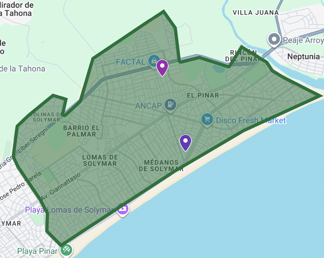 Mapa zona de entregas